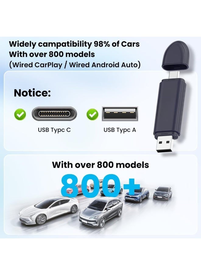 محول لاسلكي 2 في 1 لنظام كار بلاي وأندرويد أوتو - محول من سلكي إلى لاسلكي - اتصال تلقائي مستقر وسهل التركيب للسيارات موديلات 2016 وما بعدها - Image 2